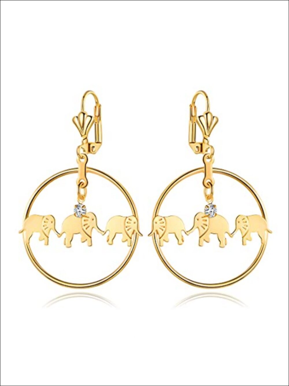 18K Gold Plated Elephant Hoop Earrings Women Made in Brazil